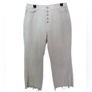 Judy Blue Plus Womans Cream Button-Fly Cropped Jeans